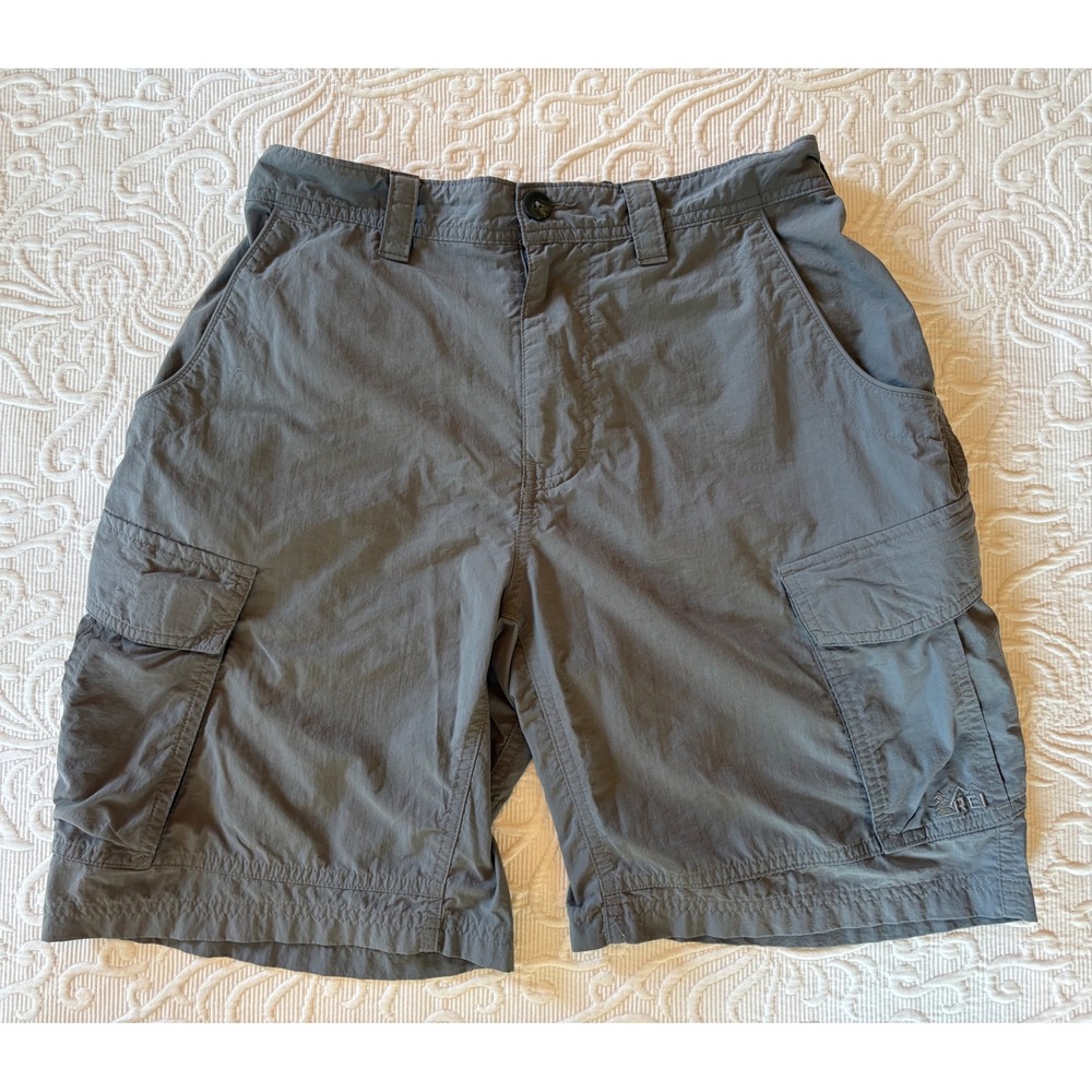 REI Women‎ Charcoal Gray Nylon Relaxed Fit Cargo Hiking Shorts Size Medium